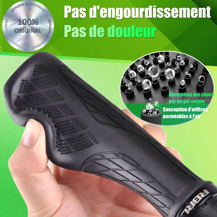 Poignées de vélo anti-aldes ergonomiques en caoutchouc souple