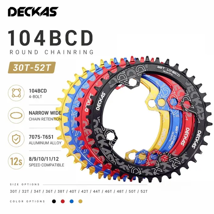 Plateau de vélo en alliage d'aluminium 7075 104BCD pour VTT route et Gravel multi-vitesses 8-12v haute performance et robuste