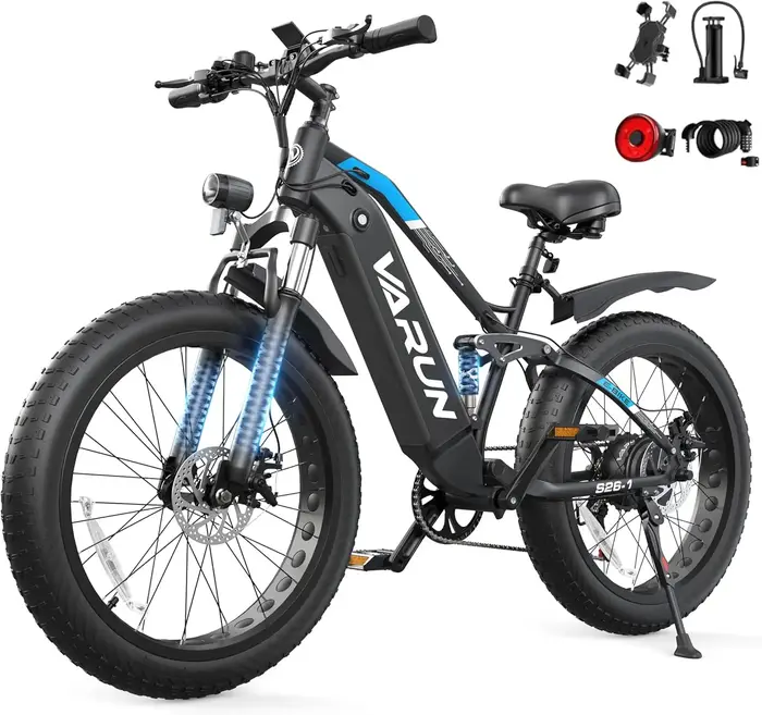 Vélo électrique authentique, vélo électrique à pneus larges 26''* 4.0, autonomie maximale de 100-150