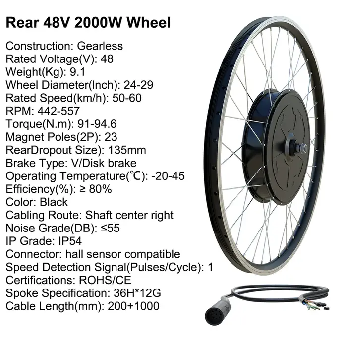 Kit de vélo électrique puissant 2000W 3000W avec moteur sans engrenage
