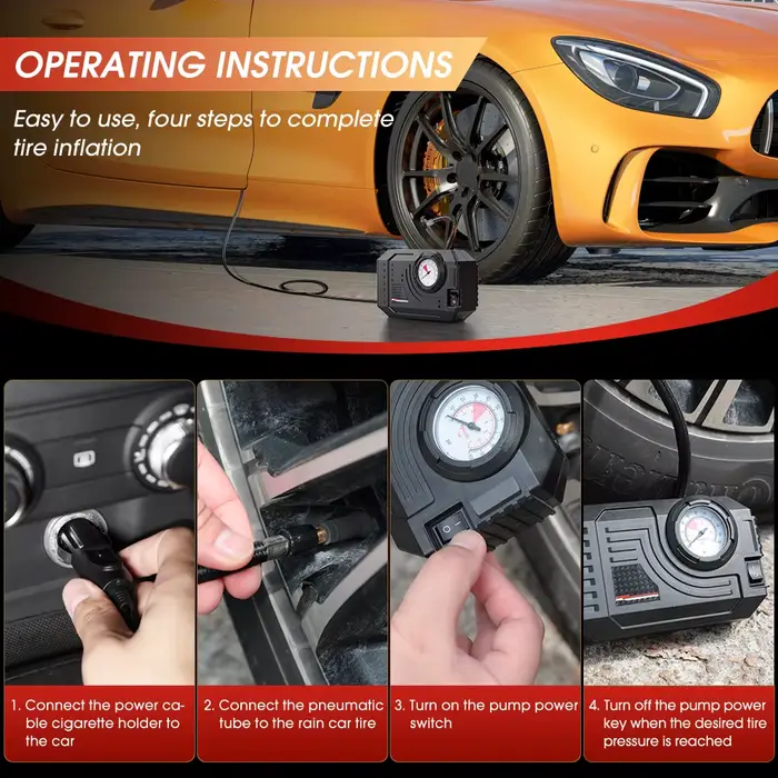 Mini pompe à air électrique portable compresseur d'air blanc pour voiture moto vélo et ballons de sport voyage compact