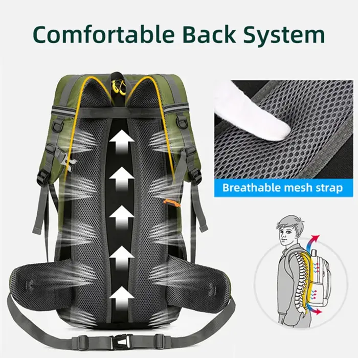 Sac à dos de voyage 50L Camping Hommes Grand Randonnée Sac à dos Touristique Imperméable Sac de sport de plein air Escalade Alpinisme Bagages