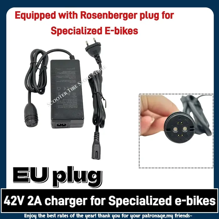 Chargeur Li-Ion Elecrun 42V 2A pour vélo électrique spécialisé à prise Rosenberger-chargeur de batterie