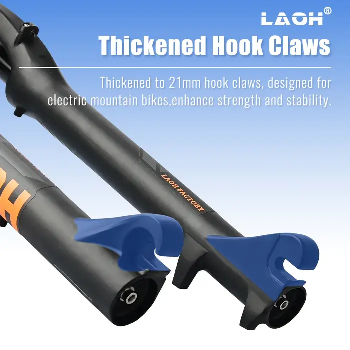 Fourche de suspension LAOH 20 pouces pour vélo, avec pneu 4.0, débattement 160 mm, double épaule, QR 9 mm, tube droit, pour VTT, Fat Bike, neige et plage