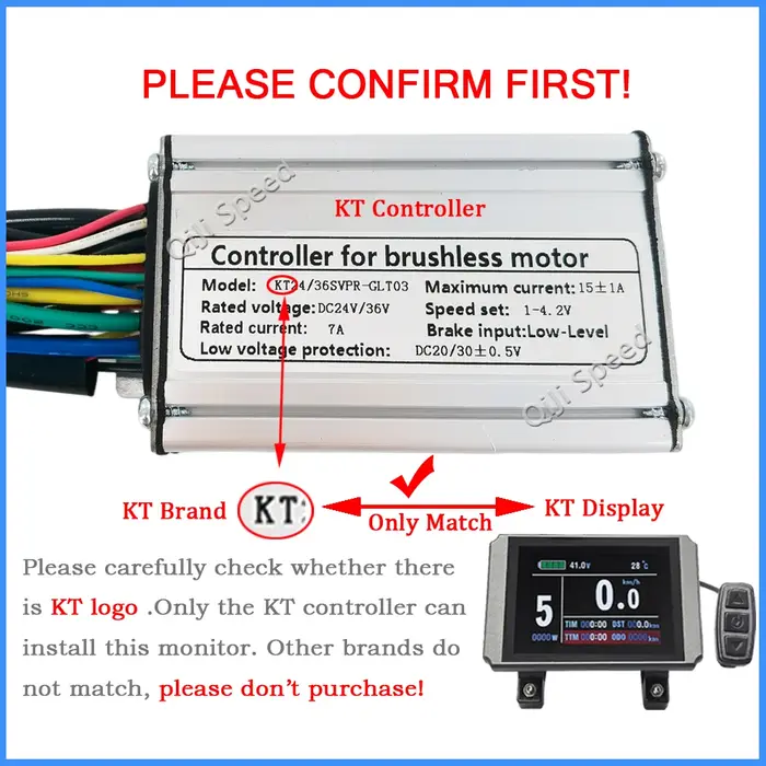 Contrôleur de vélo électrique KT T06P 15A 24V 36V 250W
