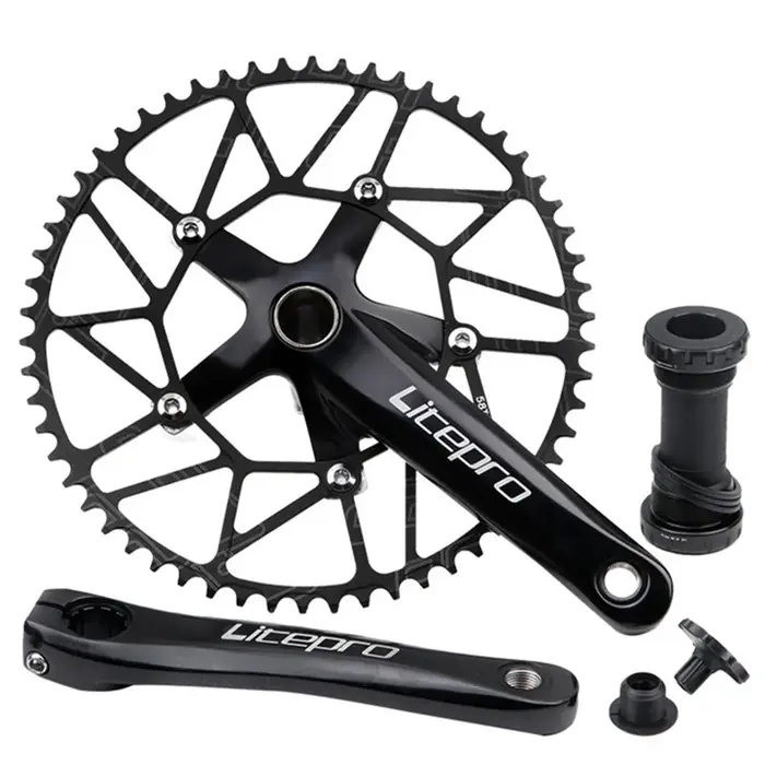 Litepro-Pignon de manivelle intégré creux pour vélo pliant, arbre central, dent positive et négative