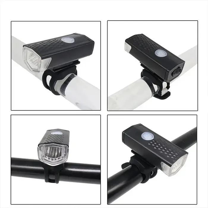 Ensemble de lumières de vélo LED feux avant et arrière USB Rechargeable phare de cyclisme lampe de poche