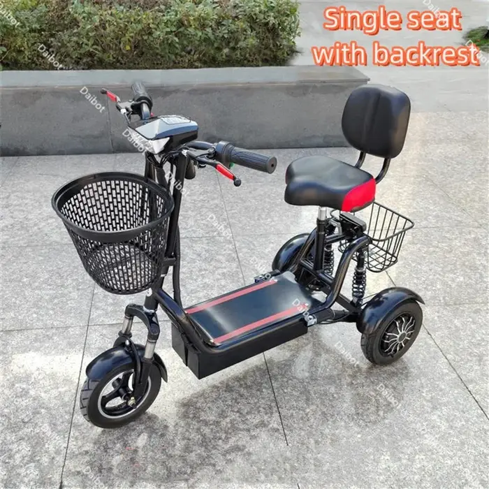 Petit Tricycle électrique pliable à double moteur avec dossier pour homme et famille