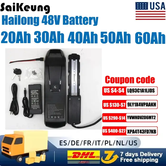 Nouveau Hai longue batterie EBike 36V 48V 20Ah30ah40ah50ah60ah VTT 21700 batterie électrique pour Ba
