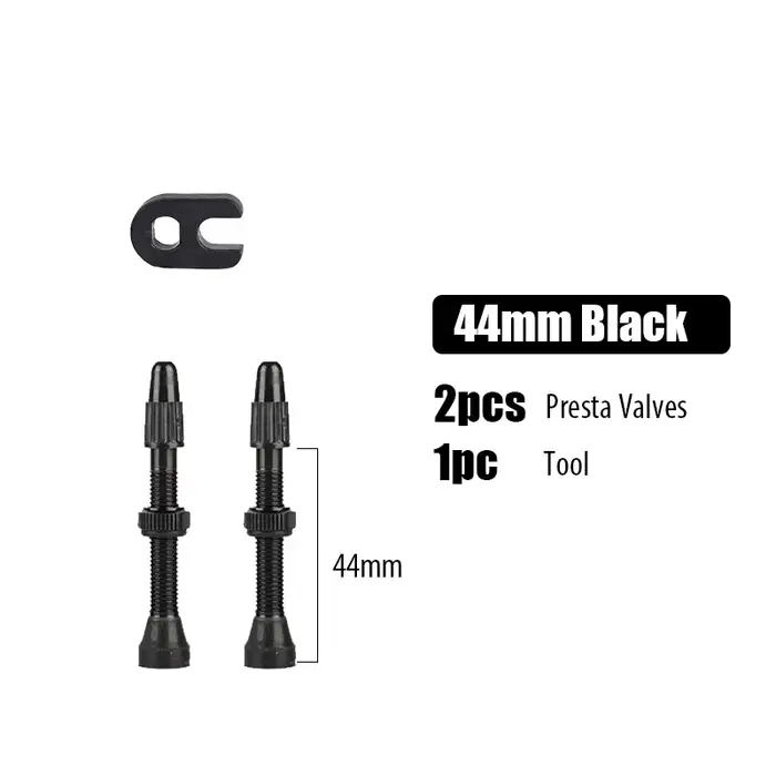 Tiges de Valve Presta Tubeless pour vélo, en alliage d'aluminium, 40mm 44mm 48mm 60mm 80mm, avec out