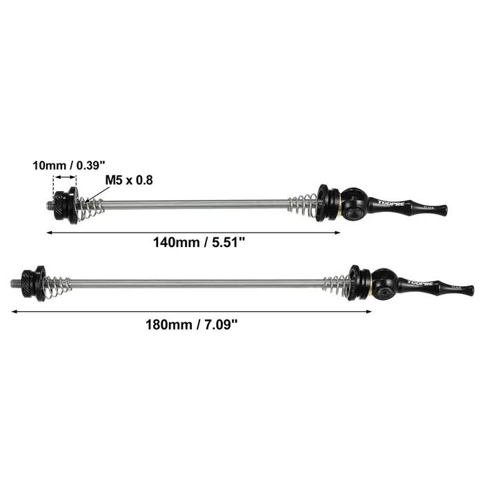 X Autohaux 1 paire de brochettes d'essieux à dégagement rapide avant arrière pour vélo de route 140mm 180mm noir