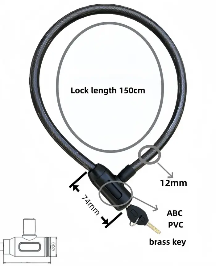 Cadenas antivol enroulé noir 1