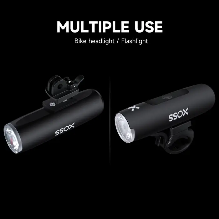 XOSS XL400 800 Feu de vélo en aluminium Phare de vélo Lampe de poche Guidon Chargement USB VTT Feu a