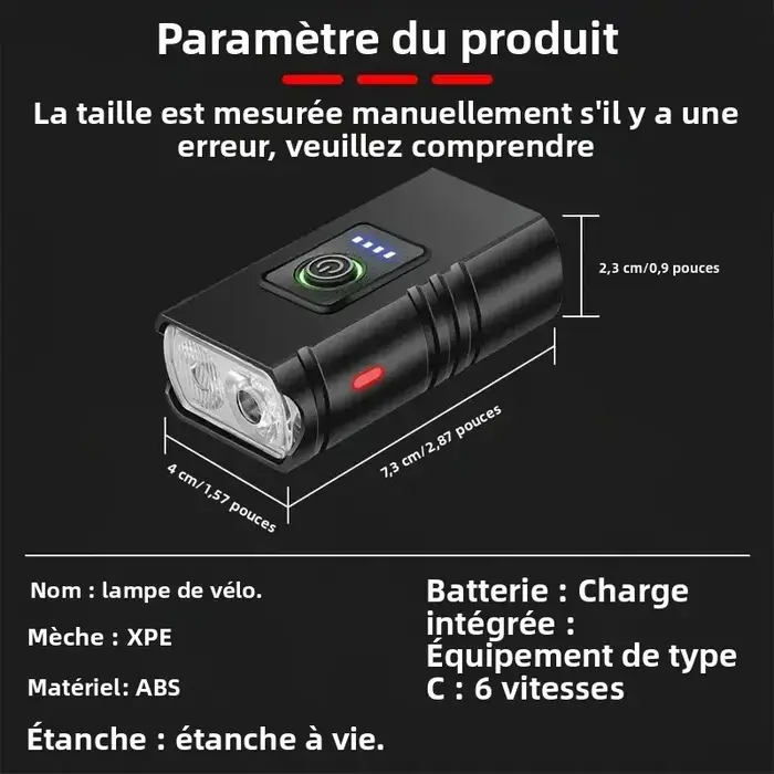 Lumière de vélo lampe de poche de cyclisme équipement nuit équitation route VTT
