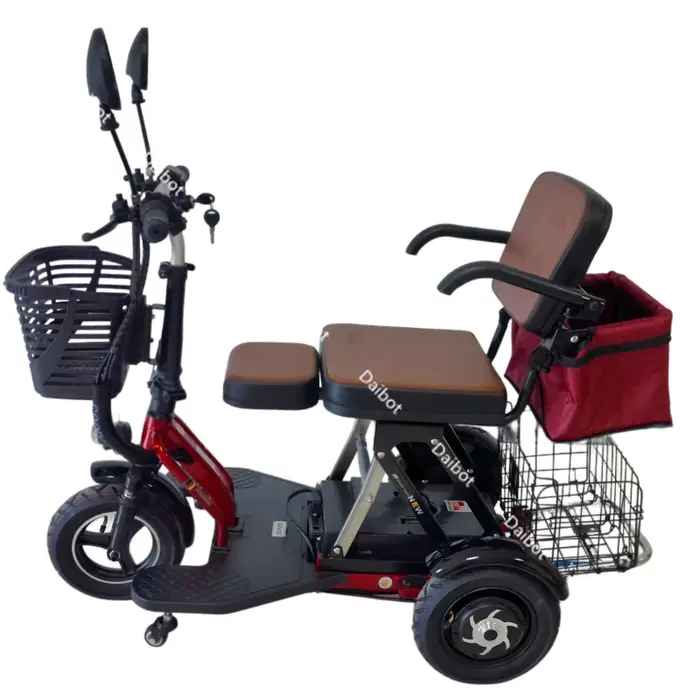 Famille Parents enfant Scooter électrique 2 sièges 3 roues personnes âgées 700W Anti rouleau nouveau Tricycle