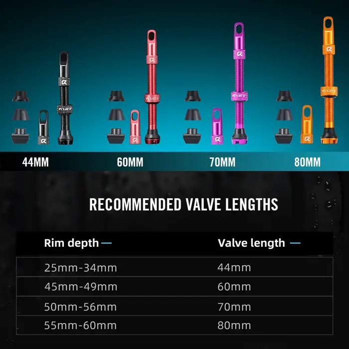 RYET Presta vannes Tubeless 44/60/70/80mm