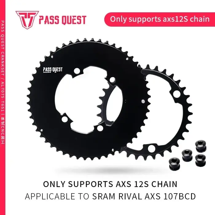 PASS QUEST 107BCD 2 × AERO Chainrings 46-33T 48-35T 50-37T 52-39T pour SRAM FORRival