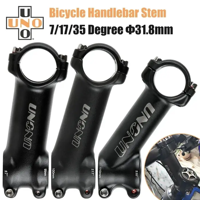 Tige de vélo UNO vtt-7 17 35 degrés en alliage d'aluminium ultraléger 31.8mm 60 70 80 90 100 110 120 130mm