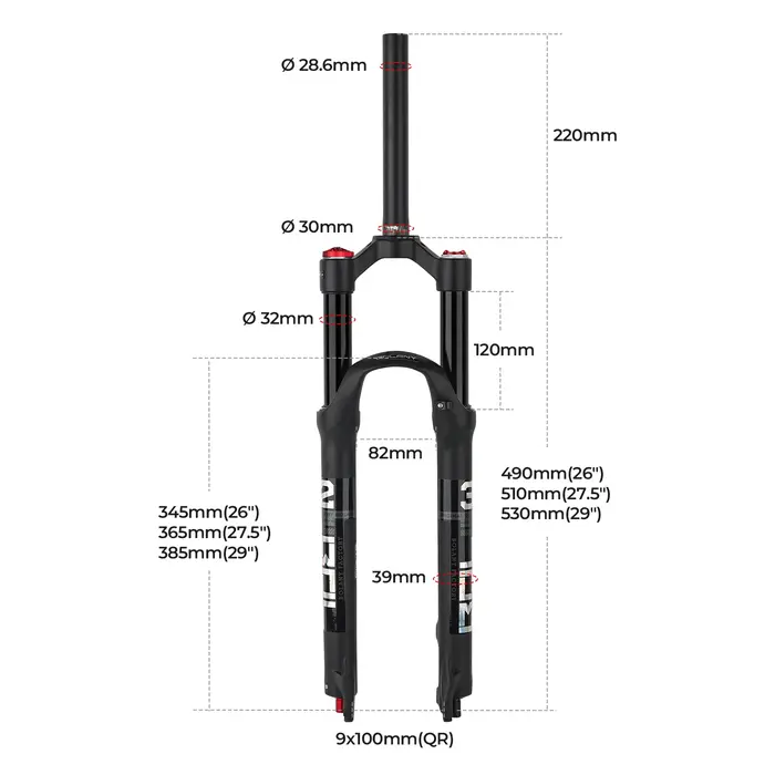 BOLANY-Fourche de vélo VTT en alliage de magnésium, suspension avant de vélo à air, tube droit, pièc