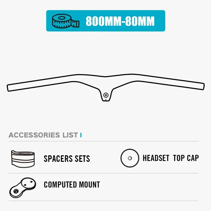 RYET carbone vtt guidon intégré UD mat 28.6mm 800mm XC VTT