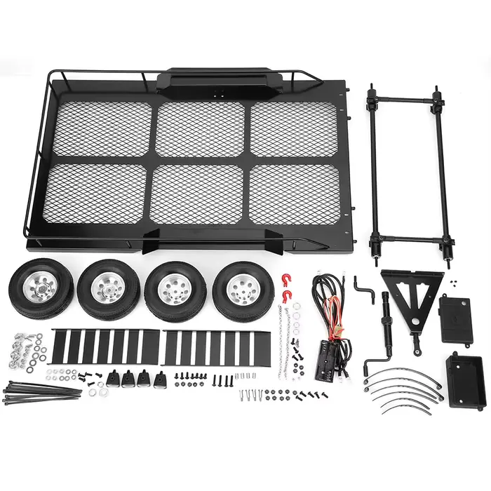1/10 Trail métal Trail voiture remorque accessoire avec quatre pneus adapté pour RC4WD 1/10 RC voitu