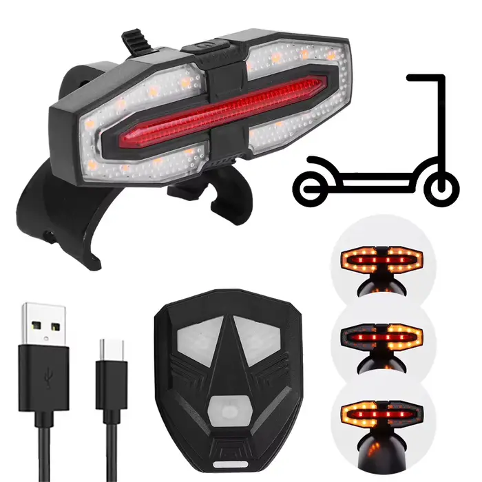 Feu arrière de clignotant pour Scooter électrique, rechargeable par USB, étanche, lampe d'avertissem