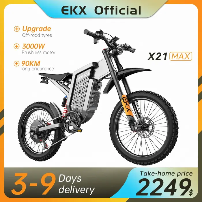 EKX X21 Max motos électriques 3000W moteurs sans engrenage sans brosse 60V30AH vitesse de la batterie au Lithium 85Kmh adulte hors route Ebike