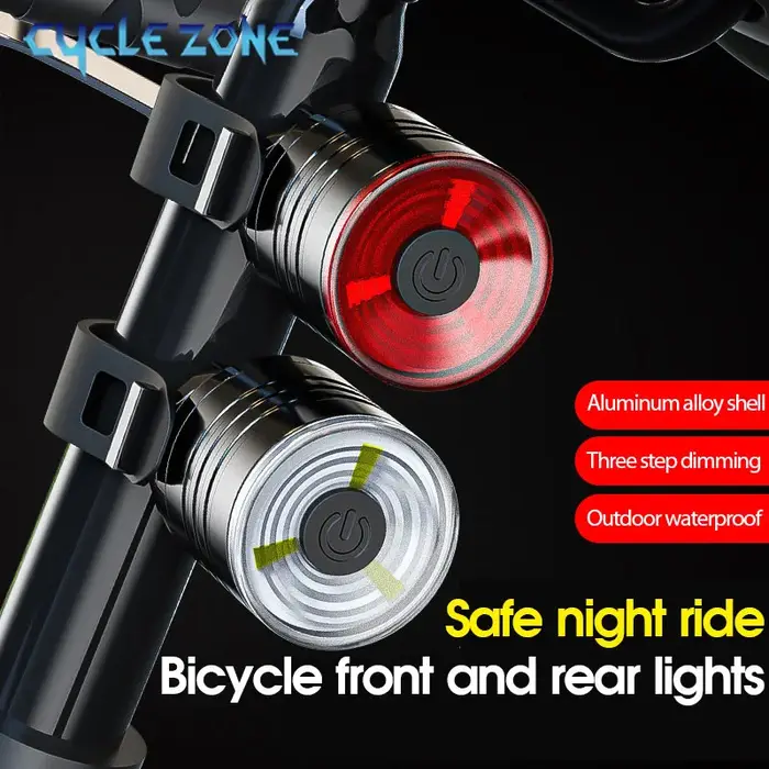 Ensemble d'éclairage de vélo arrière et phare avant LED pour VTT sécurité nocturne robuste en alliage d'aluminium et ABS pour cyclisme urbain et montagne