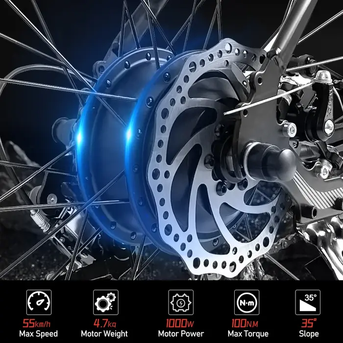 Moteur moyeu à engrenages sans balais 48V 1000W haute vitesse noir pour kit de conversion de vélo électrique performance robuste