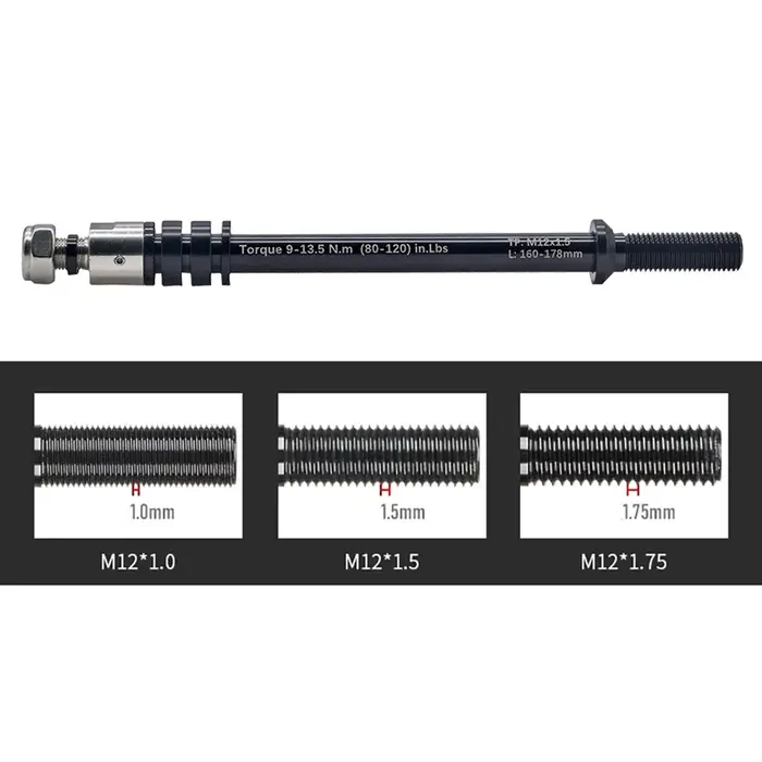 Adaptateur d'axe traversant pour remorque de vélo M12x1.0/1.5/1.75 pour axes arrière de 160-178 mm
