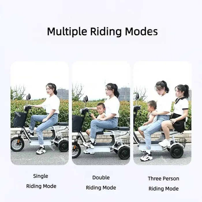 Tricycle électrique à double moteur 500W à 3 roues