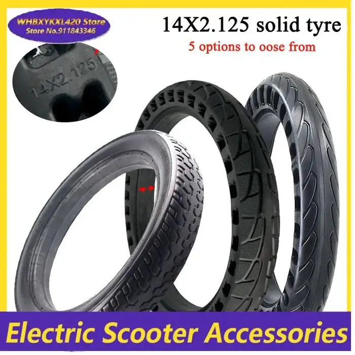 Scooter électrique 14x2.125 sans pneu gonflable anti-explosion pour vélo électrique pliable, accessoires pour vélo électrique