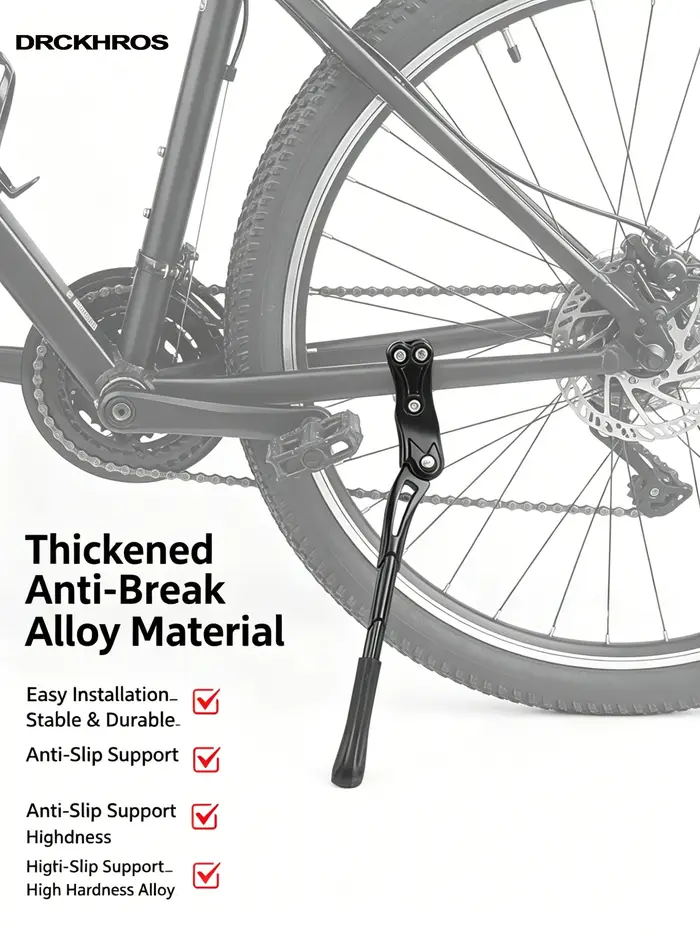 Béquille de vélo de route et VTT en aluminium réglable 24/26/27.5/29/700C – Support latéral arrière pour cyclisme