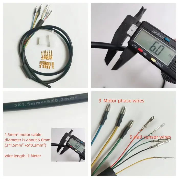 Fil de moteur de vélo électrique avec connecteur de balle