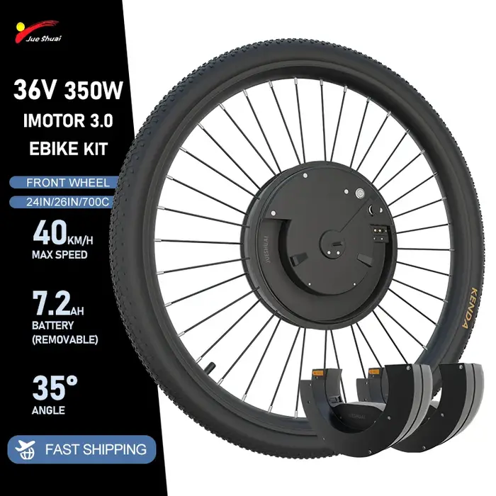 Kit de conversion de vélo électrique tout-en-un facile à installer IMOTOR 3.0 36V 350W avec moteur avant sans fil pour VTT