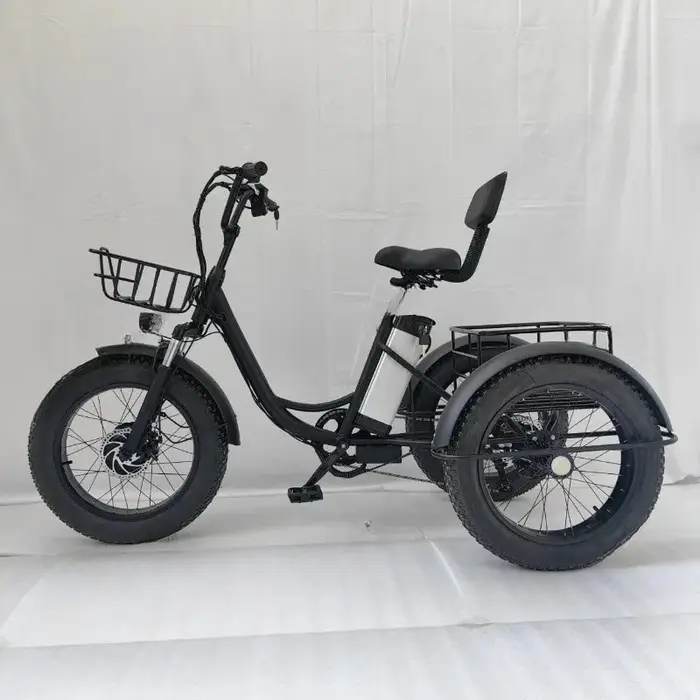 Tricycle électrique à pédales avec pneus larges de 20 pouces