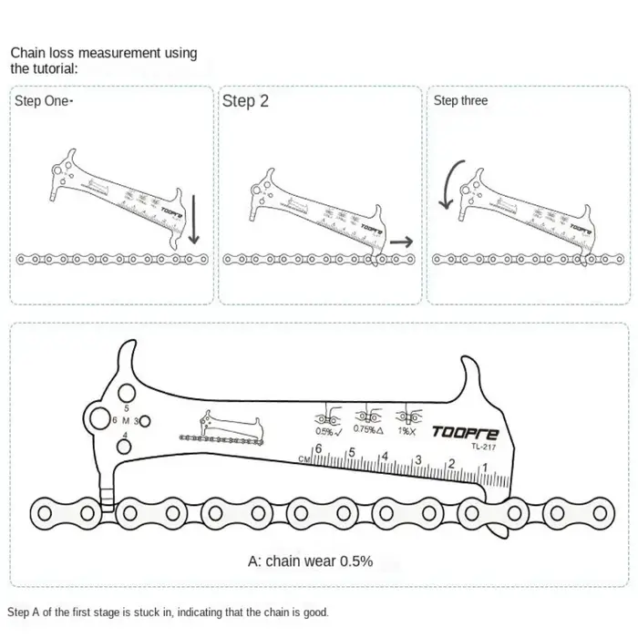 Jauge de mesure de l'usure de la chaîne en alliage d'aluminium multifonction pour VTT et vélo de route entretien précis et durable