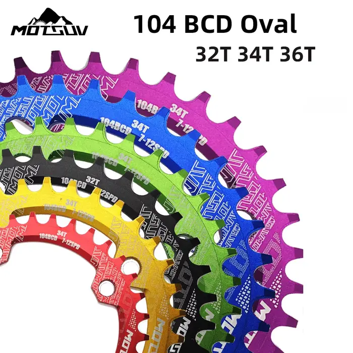 MOTSUV plateau ovale 104BCD pour Shimano vtt vélo anneau de chaîne 32T 34T 36T plaque dent roue à ch