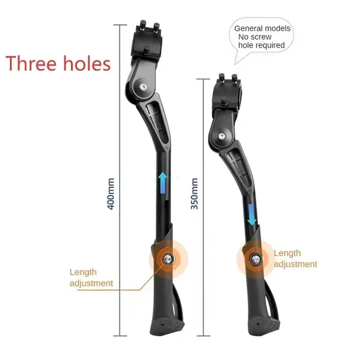 ‌ Béquille de vélo réglable en alliage d'aluminium pour VTT/vélos pliants/vélos électriques et véhicules tout-terrain
