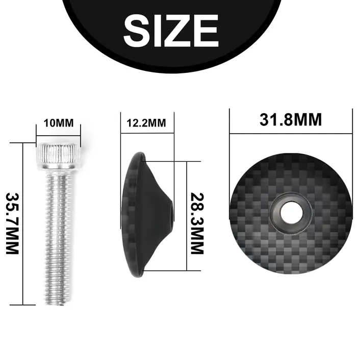 BUCKLOS – bouchon d'extension de casque de vélo en Fiber de carbone, capuchon supérieur avec boulon, ultraléger, pour fourche de route et vtt
