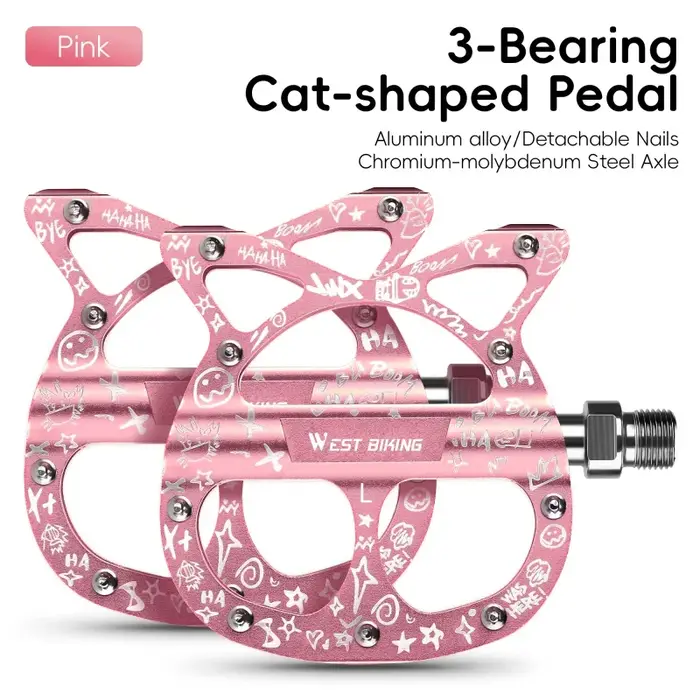 Pédale de vélo WEST BIKING à 3 roulements scellés en forme de chat, en alliage d'aluminium, antidéra
