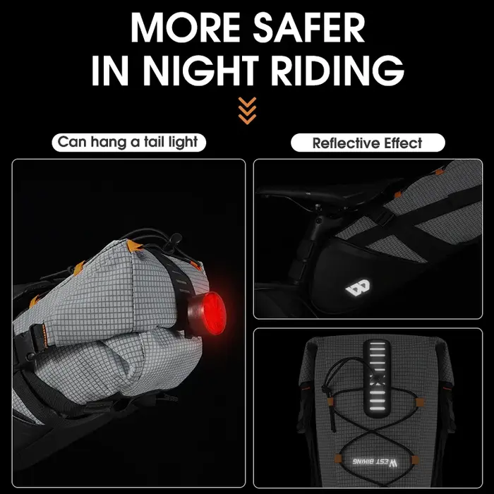 WEST BIKING – sac de selle de vélo pliable sous le siège, 10l, 100% étanche, pour outils, sacoche arrière pour vtt, cyclisme sur route