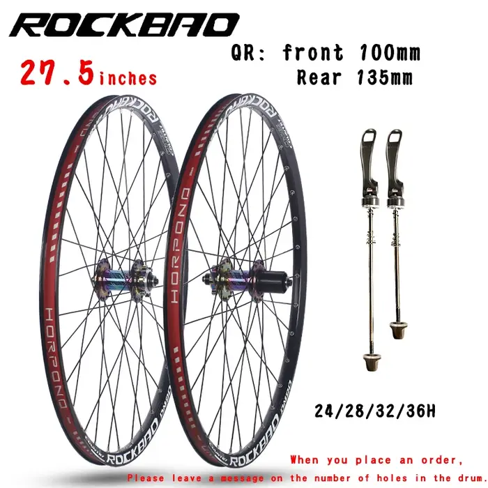 ROCKBAO VTT roues 24/26/27.5/29 pouces frein à disque 4 roulements 7-12 vitesses dégagement rapide 29er vtt roue de vélo