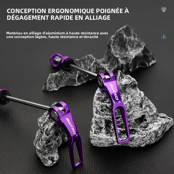 Brochettes de dégagement rapide QR pour vélo de montagne en acier et aluminium gris foncé ou rose pour moyeu avant 100 mm et arrière 135 mm