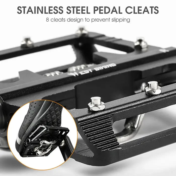 Pédales de vélo 2 en 1 double fonction Plat et SPD sans clip en alliage d'aluminium blanc pour VTT et route