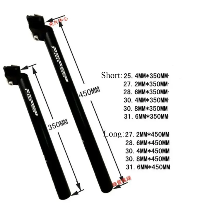 Tige de selle de vélo de route vtt 25.4 27.2 28.6 30.4 30.9 31.6mm 350/450mm