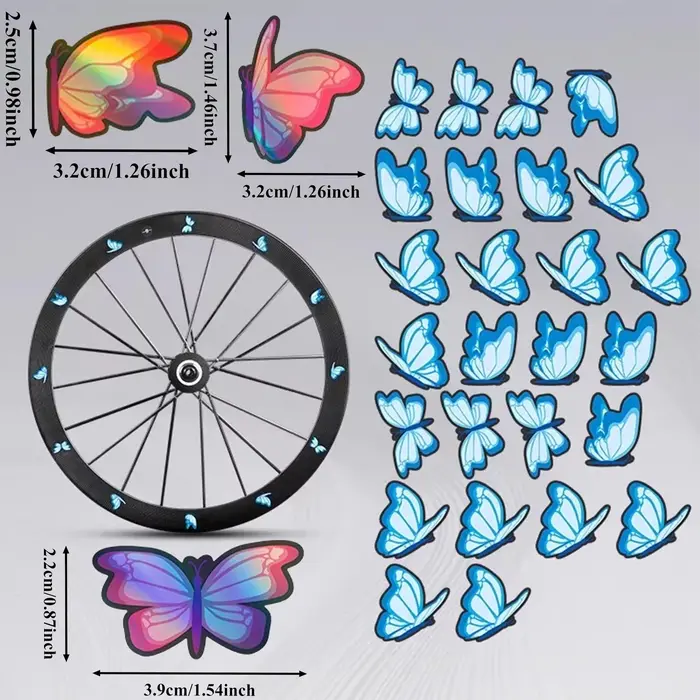 Autocollants pour jantes de vélo à motif papillon