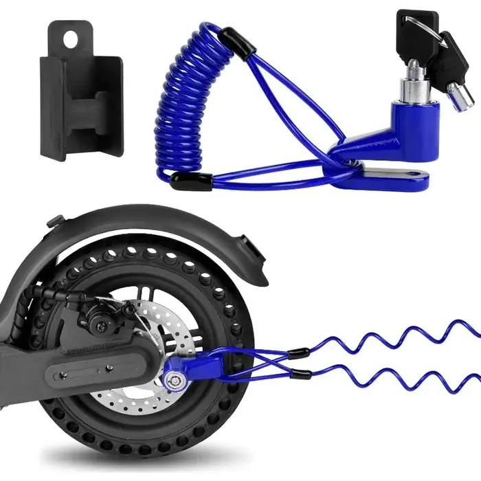 Verrou de frein à disque pour scooter avec câble de rappel enroulé, verrou de sécurité antivol pour scooter électrique, avec support de montage