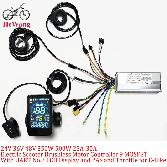 Contrôleur de moteur sans balais pour trottinette électrique, 9 MOSFET, 24V 36V 48V 350W 500W 25A-30