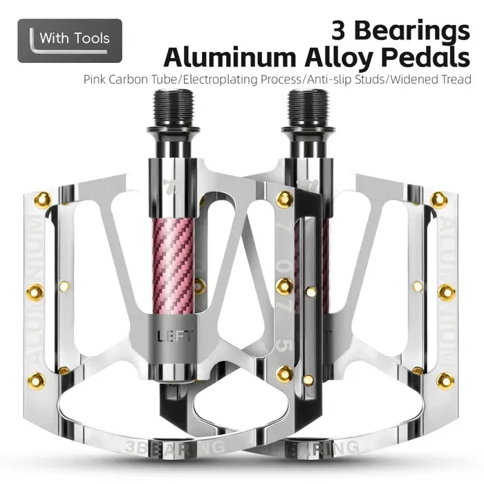 Pédales de vélo WEST BIKING à 3 roulements, aluminium électroplaqué, VTT, vélo de route, tube en fib